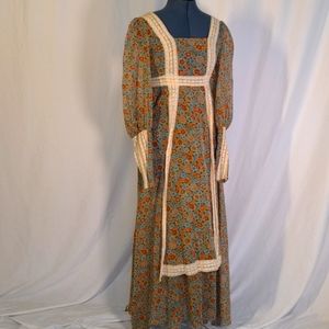 Blue and Pink Floral Gunne Sax Maxi Dress